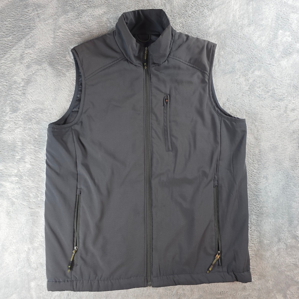 Hawke & Co Mens Medium Gray Performance Vest Stretch Lightweight Full Zip